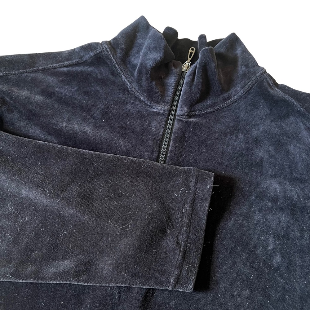 Woolrich Women's 2XL Pullover 1/4 Zip Mock Neck Velvet Top Long Sleeve Black
